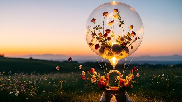 Bunga dalam balon  - Powered by Adobe