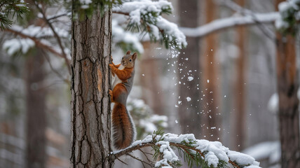 A squirrel darts across her path at dawn