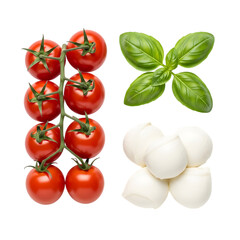 Fresh tomatoes, basil, and mozzarella cheese ingredients