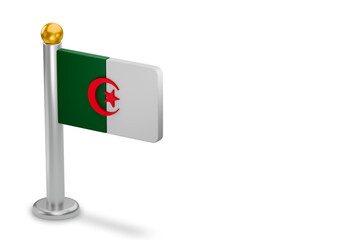 Algeria flag standing on pole representing nation symbol