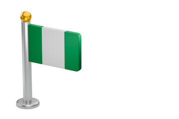 Nigeria flag standing on a white background