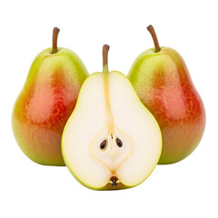 Fresh green and red pears on black background