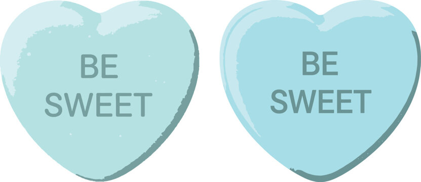 Sweet words on light blue valentine conversation heart candy, perfect for a candy hearts border design