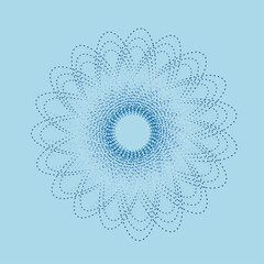 Light Blue Dotted Radial Flower Abstract Background. Cyan Abstract Radial Loop Geometric Illustration