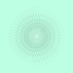 Mint Green Geometric Spirograph Mandala Art. Mint Green Radial Sunburst Abstract Background