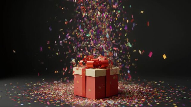 Celebration Gift Box Surprise: Confetti Explosion, Lifestyle Commercial, Copy Space, Festive Energy