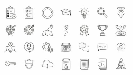 Collection of Business and Education Icons for Presentations and Infographics.