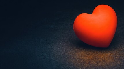 Fototapeta premium adoration. A red heart symbol stands out against a textured black background with a warm glow. wellbeing guides, coaching materials, designed for coaching and self-improvement content.