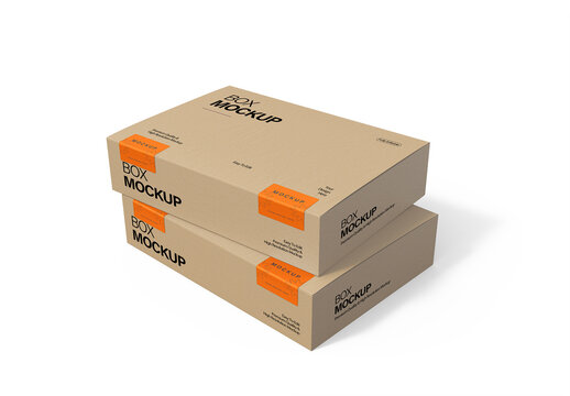 Two Stacked Cardboard Box Packaging Mockup