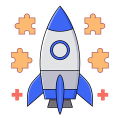 Rocket Ship With Puzzle Pieces