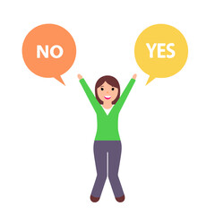 Woman with Yes and No Signs