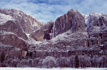 snow covered mountains in winter