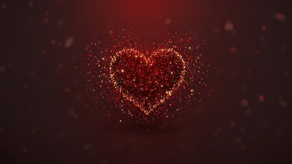 Obraz premium A shiny red heart vector illustration on a black background creates a romantic Valentine's Day wallpaper design symbolizing love, passion, and holiday celebration