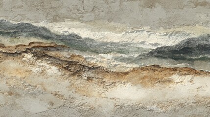 Earthy abstract layers with tan, brown, green, and white textured strata