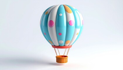 Obraz premium Whimsical 3D rendering of a hot air balloon, colorful and cheerful