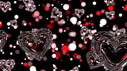 Floating hearts in a dark night