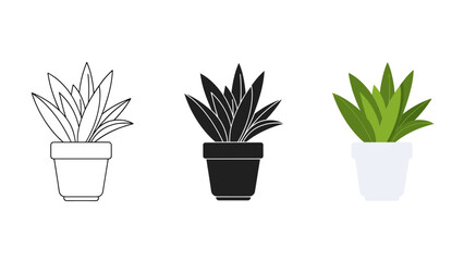 Three potted plants with different color schemes Vector