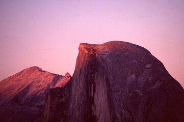 sunrise over the mountains half dome