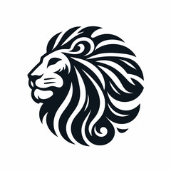 Black and white lion head with flowing mane on white background vector