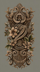 Realistic Ancient Mysterious Totem Engraved on Stone