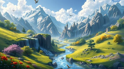 mountain landscape with lake