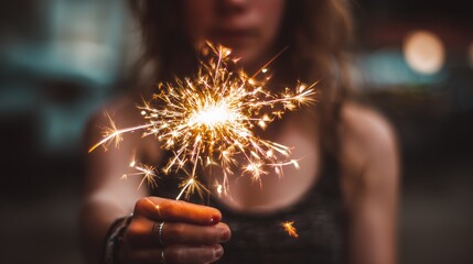 Sparkler in Hand for Festive Celebrations