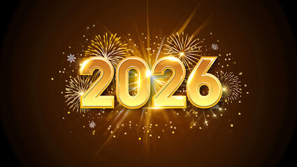 2026 Golden 3D Numbers on Premium Black Background
