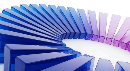 Abstract spiral of blue and purple rectangles