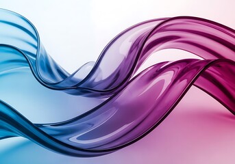 Fototapeta premium Abstract wavy ribbon of blue and purple light