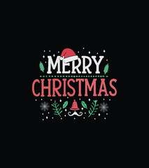Merry Christmas Handwritten Typography Vector Art