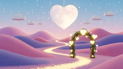 Romantic archway in enchanted landscape