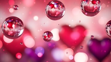 Floating hearts and bubbles