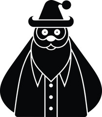 Stylized Black and White Santa Claus Illustration