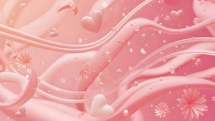 Soft pink swirls with hearts and flowers