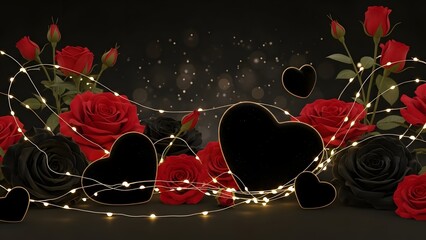 Romantic rose and heart decoration