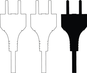 Electrical plug icons in black and white for various design applications and uses