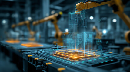 AI-driven smart manufacturing and Industry 4.0 concept.
