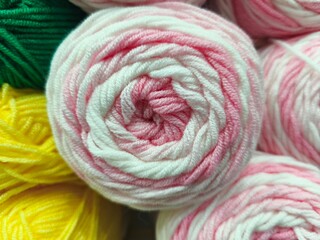 Colorful Yarn Rolls Close-Up &ndash; Soft Wool Texture Background
