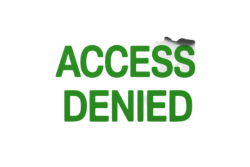 Access Denied Sign in Green Bold Typography with Distressed Effect on White Background for Security