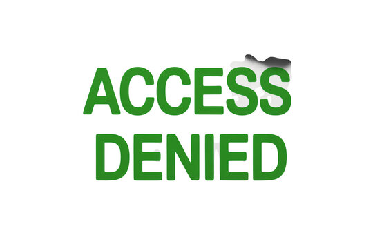 Access Denied Sign in Green Bold Typography with Distressed Effect on White Background for Security - Powered by Adobe