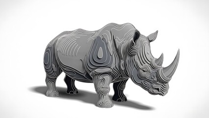Fototapeta premium Stunning metallic rhinoceros sculpture with intricate design