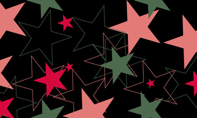 Obraz premium Colorful Star Pattern Artwork With Geometric Shapes On Black Background For Modern Design