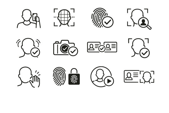 Capture detection digital vector recognition icons scan face selfie visual identity icon