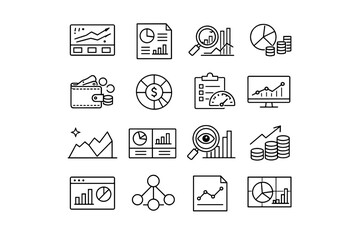 Minimal icons clarity finance minimalist icon overview spending vector interface analytics snapshot