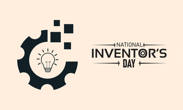 National Inventors Day Poster Banner and Background Design Template Featuring Thomas Edison Light Bulb Patent Gear Innovation Illustration for February 11 Inventor Celebration Theme