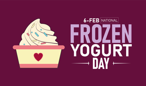 National Frozen Yogurt Day Poster Banner and Background Design Template Featuring Swirled Froyo Cone Berries Granola Toppings Spoon Illustration for February 6 Dessert Celebration Theme