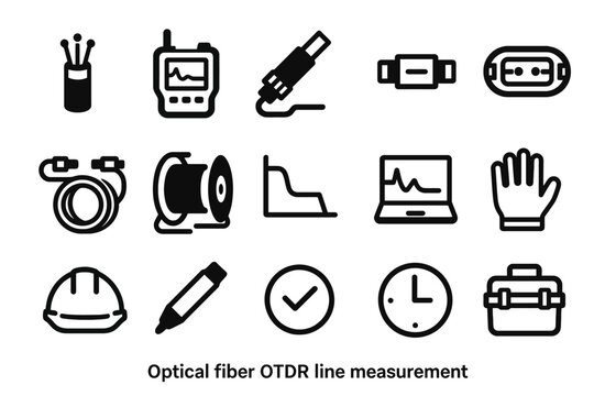 Optical fiber otdr line measurement icons for networking and maintenance
