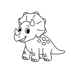 Selbstklebende Fototapeten Dinosaurier doodle art, children's coloring book dinosaur illustrations, line art dinosaur pictures  © Mukhamat