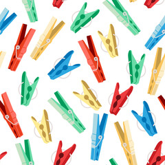 seamless pattern with colored clothespin in vector. Element for decoration design postcards poster background backdrop wrapping wallpaper banner textile