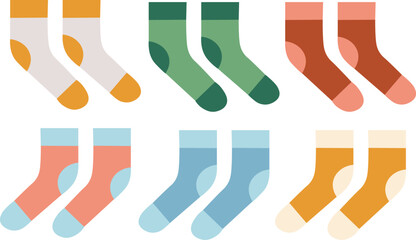 Variety of socks in doodle style in vector. element for decor design print sticker poster banner advertisement